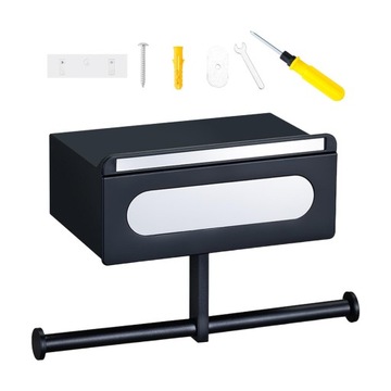 Toilet Paper Holder, with Shelf Toilet Paper Roll Dispenser, Black Style B