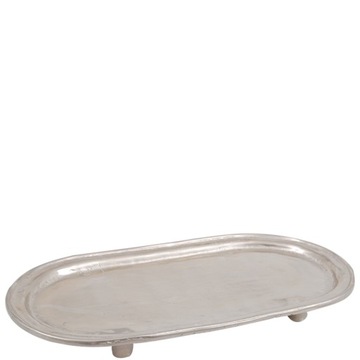 PATERA METALOWA SREBRNA OWALNA 54x27cm