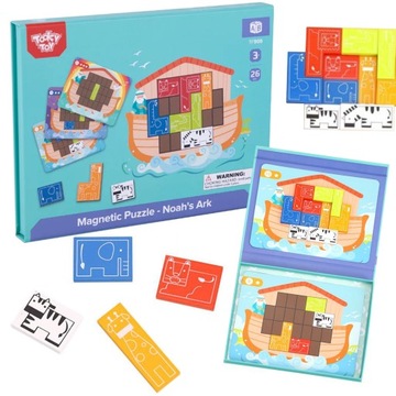 GRA LOGICZNA UKŁADANKA MAGNETYCZNA TETRIS PUZZLE DREWNIANA MONTESSORI 3D