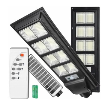 MOCNA LAMPA SOLARNA 600W LED ULICZNA Z CZUJNIKIEM RUCHU I ZMIERZCHU + PILOT