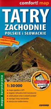 TATRY ZACHODNIE POLSKIE SŁOWACKIE MAPA LAMINOWANA EXPRESSMAP