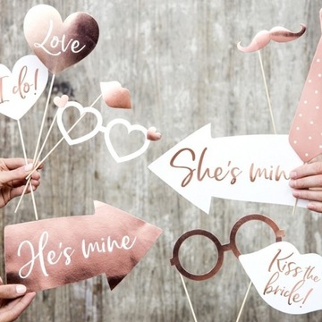 ГАДЖЕТЫ для свадебной фотосессии ROSEGOLD 12 шт.