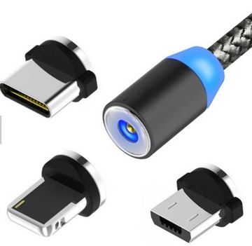 Kabel Magnetyczny przewód 3w1do IPHONE TYP C Micro