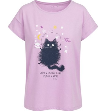 Bluzka Damska T-shirt Damski bawełniana Kot w Kosmosie 36 S Endo