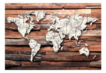 Fototapeta - Mapa na drewnie 350x245