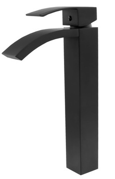 BATERIA ŁAZIENKOWA UMYWALKOWA STOJĄCA WYSOKA KASKADA WODOSPAD CZARNA