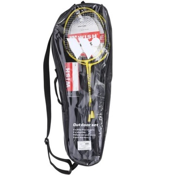 ALUMTEC 4466 ZESTAW RAKIET DO BADMINTONA ŻÓŁTY 2SZT + LOTKI 3 SZT + SIATKA