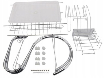 SREBRNA SUSZARKA DO NACZYŃ DWUPOZIOMOWA STOJĄCA OCIEKACZ 38 x 50 x 24cm