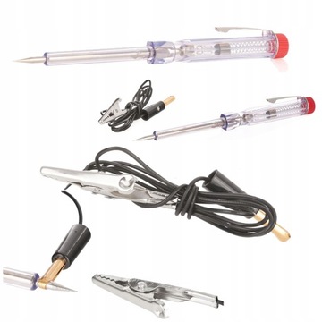 PRÓBNIK TESTER NAPIĘCIA SAMOCHODOWY 6-24V Z PRZEWODEM 90CM LED KROKODYLEK