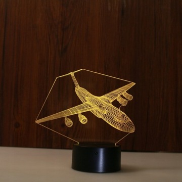 3D светодиодный ночник САМОЛЕТ USB + ПУЛЬТ ДИСТАНЦИОННОГО УПРАВЛЕНИЯ