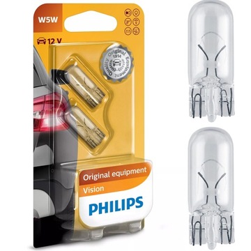 2x ŻARÓWKI PHILIPS W5W 12V 5W 1296B2 VISION +30%