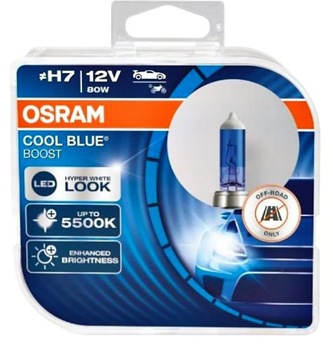 ЛАМПОЧКА OSRAM H7 5500K 12V COOL BLUE HYPER BOOST PX26d LED КСЕНОНОВАЯ БЕЛАЯ