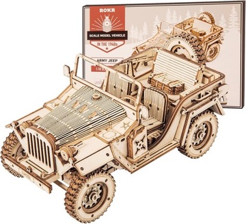 ROBOTIME DREWNIANY MODEL PUZZLE 3D JEEP WOJSKOWY