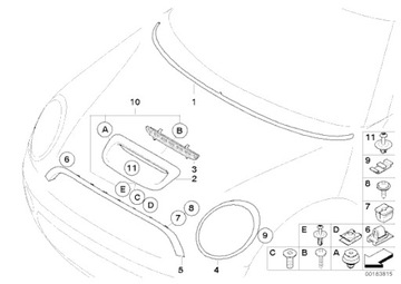 Зажимы передней крышки MINI R55 R56 R57 R58