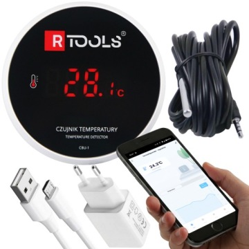 INTELIGENTY TERMOMETR WiFi SONDA 3m App Tuya SmartLife TEMPERATUR -40+120°C