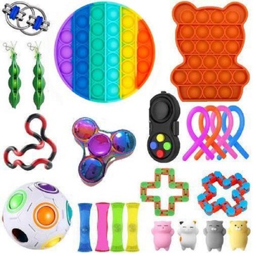 ZESTAW ZABAWKI ANTYSTRESOWE SENSORYCZNE 23SZT