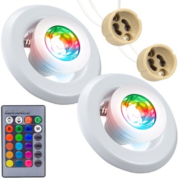 2x RAMKA SUFITOWA ŻARÓWKA SUFITOWA LED RGB PILOT