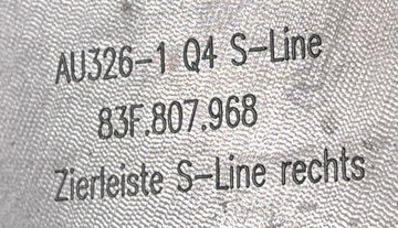 * AUDI Q3 II 19- S-LINE PRAVÁ LIŠTA NÁRAZNÍKU ZADNÍ T94 ČERNÁ 83F807968