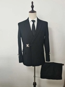 Tailor Made Black Men's Slim Suit Fit Double Breas
