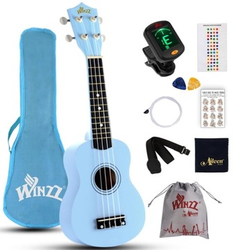 UKULELE SOPRANOWE NIEBIESKIE + GRATIS ZESTAW AKCESORIÓW POKROWIEC KOSTKI
