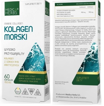 Medica Herbs KOLAGEN MORSKI Stawy Kości 450mg 60k