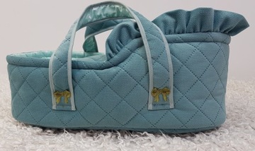 Переноска для куклы из стеганого БАРХАТА, с постельным бельем, люлька 45 см, СЕРЫЙ