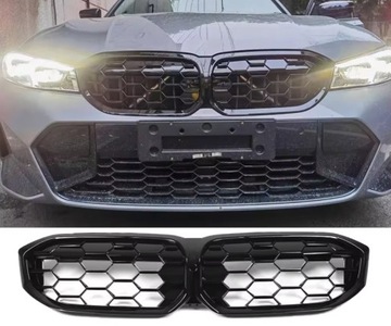 NERKI GRILL ZDERZAKA METEOR BMW G20 G21 2022-2024 + LCI LIFT CZARNY POŁYSK