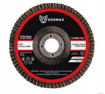 Lamelka ściernica listkow fi 125mm P60 Kormax inox