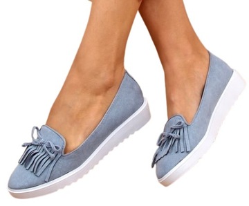 МОКАСИНЫ С бахромой COURA 6429 СИНИЕ размер 36