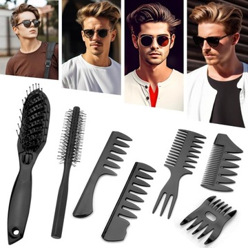 Grzebień męski zestaw do stylizacji włosów, szczotka do włosów, 7 sztuk