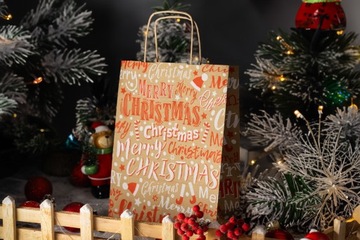 СУМКИ СУМКИ БУМАЖНАЯ упаковка для РОЖДЕСТВА ЭКО 24х10х32 см