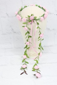 Нежный свадебный венок с сессионным жемчугом РОЗОВЫЙ