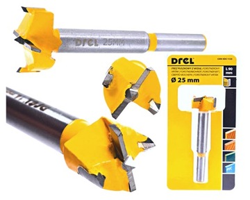 FREZ PUSZKOWY 25mm z widią WIERTŁO DO DREWNA POD ZAWIAS