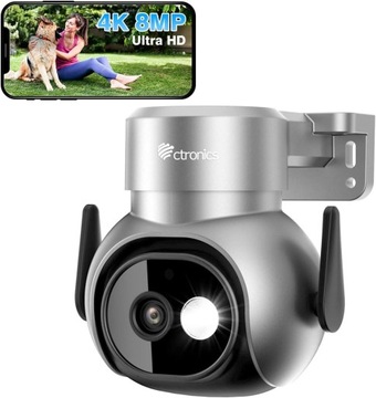 KAMERA ZEWNĘTRZNA OBROTOWA WiFi 2.4/5GHz 4K 8MP ULTRA HD ŚLEDZENIE 4 × ZOOM
