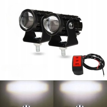 Мини-светодиодная фара для мотоцикла, двухцветная, 12 В, водонепроницаемая