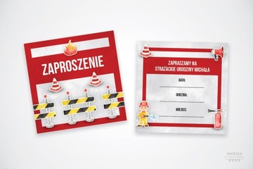Straż pożarna - personalizowane zaproszenia, 6 szt