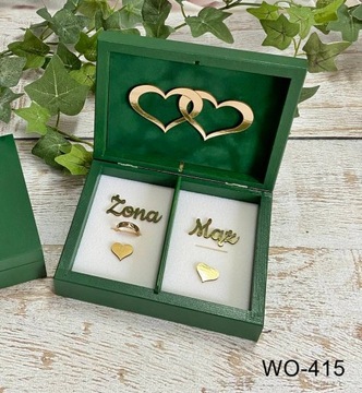 Коробка для обручальных колец, бутылочно-зеленый цвет, персонализированный золотой принт