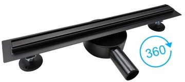 LINEAR DRAIN SLIM 80 ЧЕРНЫЙ УЗКИЙ ПОВОРОТНЫЙ