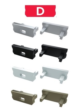 ZAŚLEPKA DO PROFILU TYPU D SZARA CZARNA BIAŁA INOX