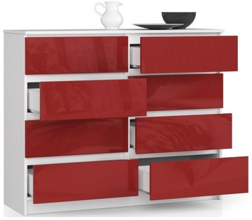 БЕЛЫЙ И КРАСНЫЙ ГЛЯНЦЕВЫЙ ЯЩИК МЕБЕЛЬНЫЙ КОМОД