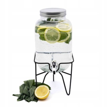 SŁOIK Z KRANIKIEM słój pojemnik na WODĘ LEMONIADĘ herbatę MROŻONĄ STOJAK 4L
