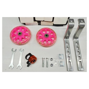 СВЕТОДИОДНЫЕ БОКОВЫЕ КОЛЕСА ДЛЯ ВЕЛОСИПЕДА 12-20 ДЮЙМОВ. ПОДДЕРЖИВАЮЩИЕ КОЛЕСА СВЕТОДИОДНЫЕ РОЗОВЫЕ.