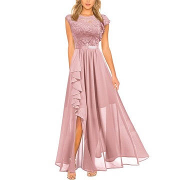koronkowa suknia wieczorowa z haftowaną różą,S-XXL, XXL
