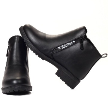 DAMSKIE BOTKI OCIEPLANE ZIMOWE CZARNE SZTYBLETY NA SUWAK WYGODNE