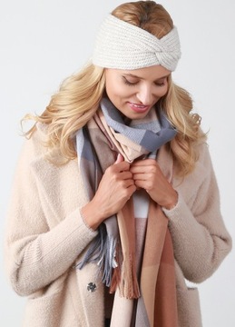 Бежевый теплый зимний ободок BOHO Polska O2