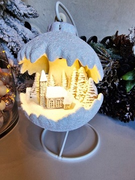 LED CHRISTMAS SCENE BALL, белый, модель B
