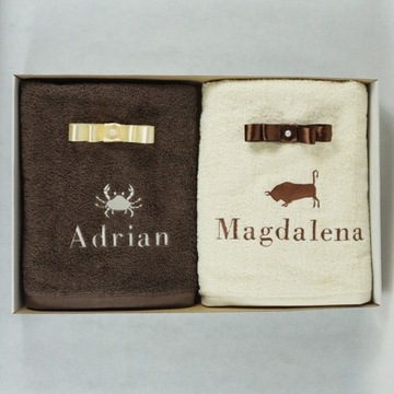 2x БАННОЕ ПОЛОТЕНЦЕ В КОРОБКЕ + ЗОДИАК И ИМЯ