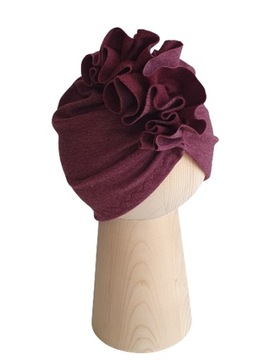 Czapka Turban Bordo Melanż 40-43cm Polski Produkt
