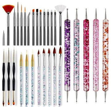 MEGA SET Кисти для дизайна ногтей с акриловым гелем, 31 элемент