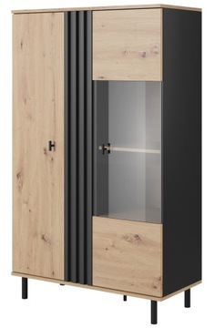 Witryna niska 90 LAMEL dąb artisan + antracyt LM